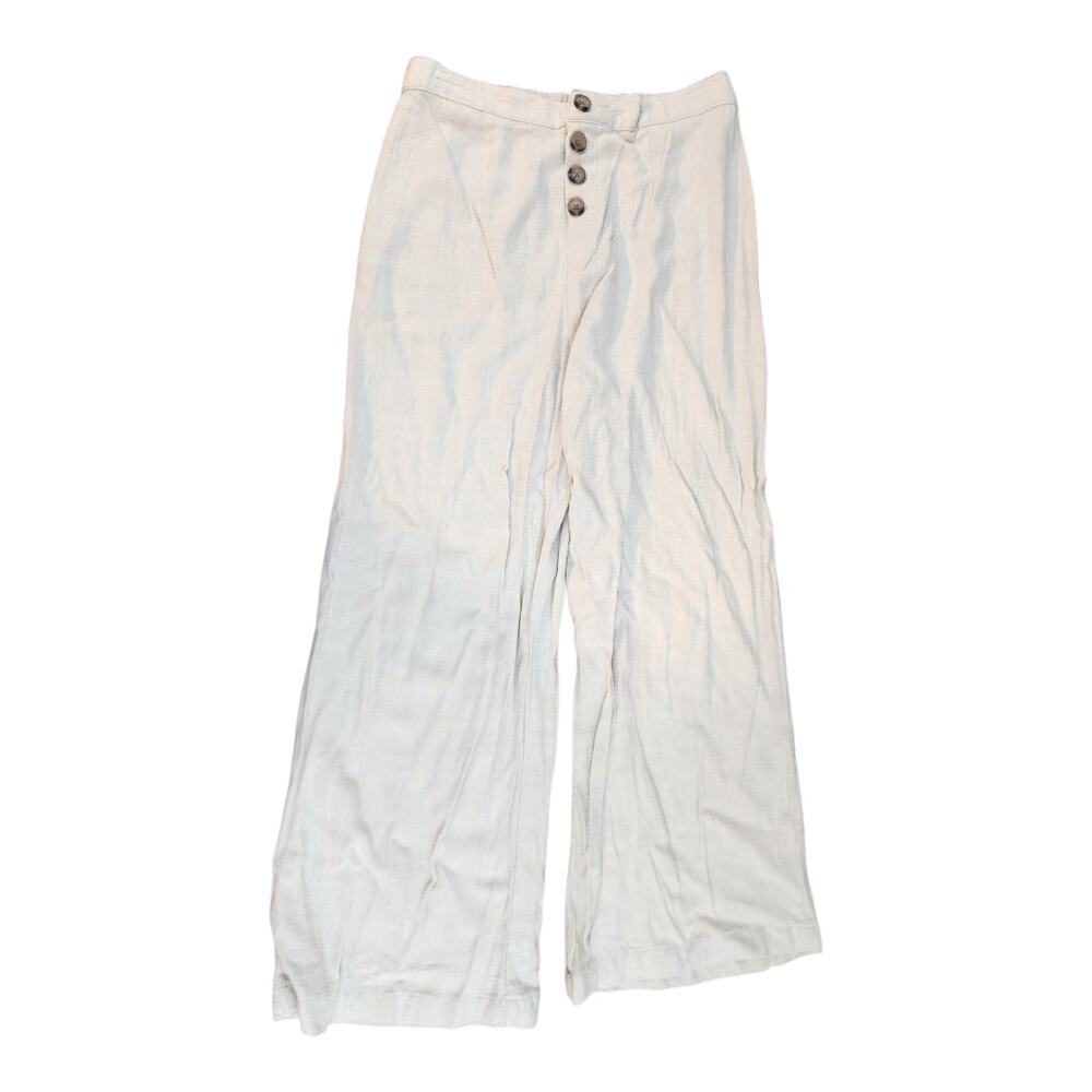 Aeropostale womens pants sz med linen blend wide leg stretch waist pull on